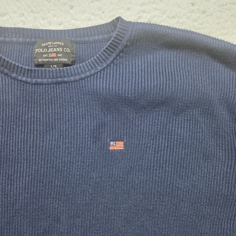 Vintage RL Polo Jeans Company Sweater Men's Size Large Ralph Lauren Y2K‎ Flag